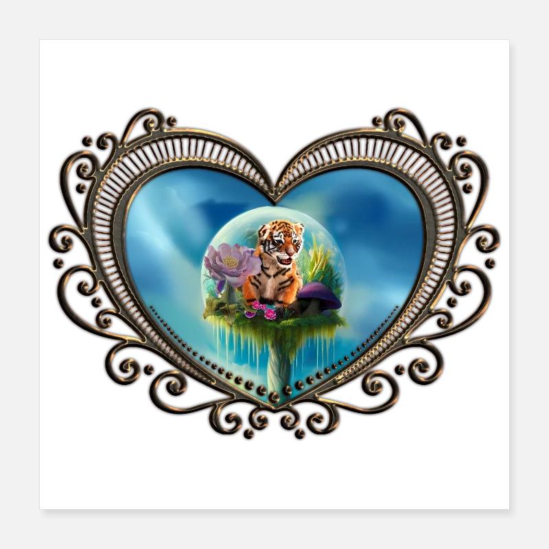 Tout simplement adorables petits tigres Bébés Poster 40 x 40 cm