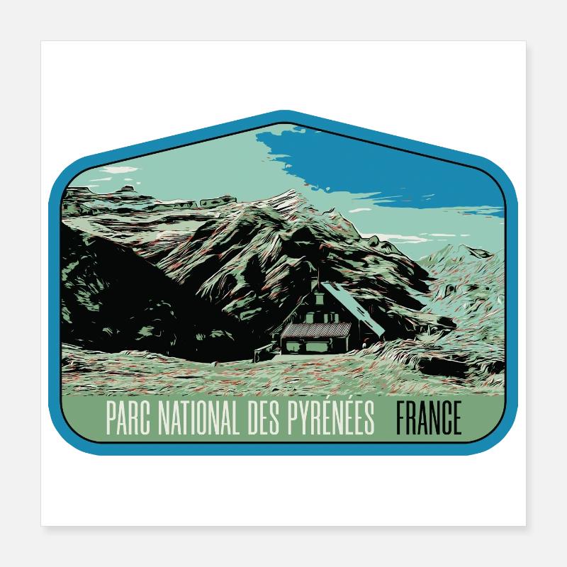 Pyrenäen-Landschafts-Wappenschild: Authentische Natur Poster 40x40 cm