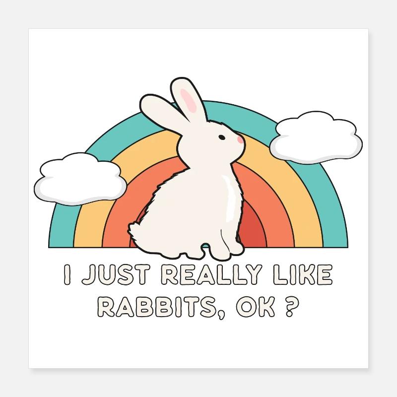 80's 90's Retro Sun with Bunny Rabbit Saying Poster 16" x 16" (40x40 cm)