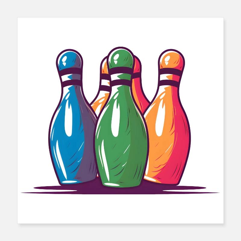 Bowling Pins Comic Style Poster 16" x 16" (40x40 cm)