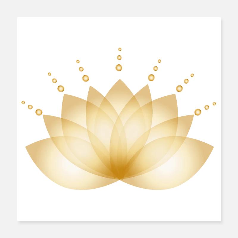 Fleur dorée stylisée de manière transparente Poster 40 x 40 cm
