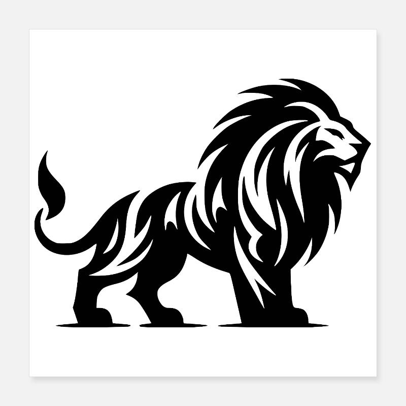 Tribal Lion with Mane Poster 16" x 16" (40x40 cm)