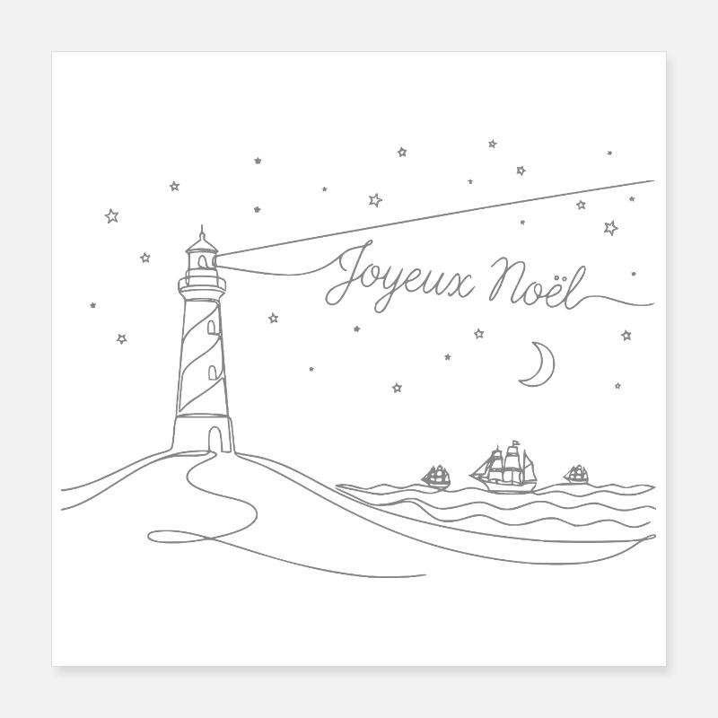 Joveux Noel Weihnachten Leuchtturm Strand Poster 40x40 cm