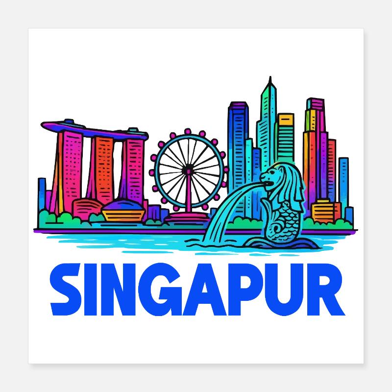 Skyline von Singapur Poster 40x40 cm