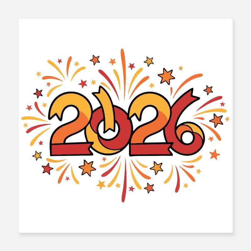 Feuerwerksfeier 2026 Silvester Poster 40x40 cm