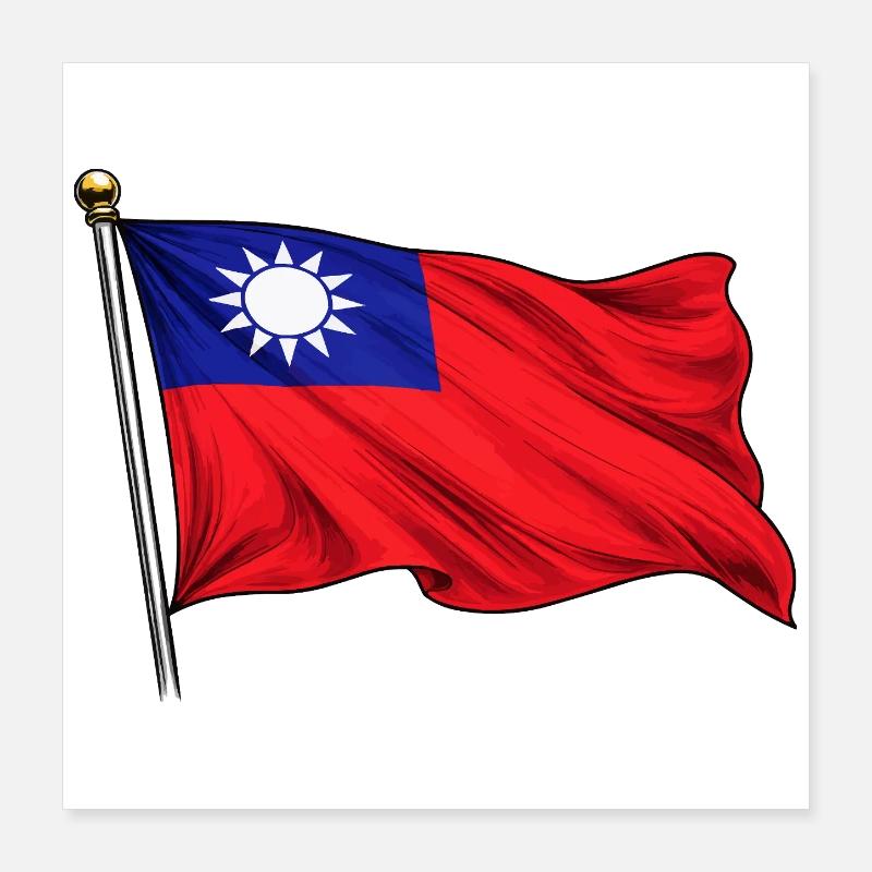 Taiwan Flagge Poster 40x40 cm