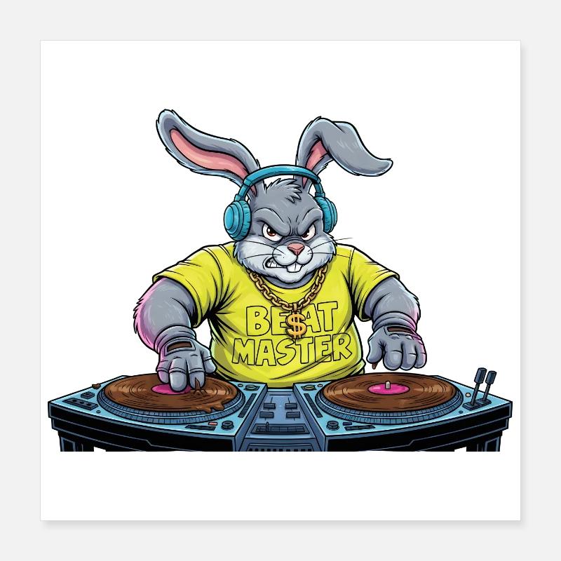 Heavy Metal Easter Bunny Rocker Easter Hardcore Bunny Poster 16" x 16" (40x40 cm)