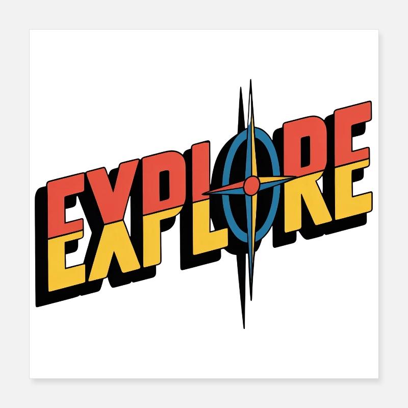 EXPLORE Kompass – Abenteuer Logo Poster 40x40 cm