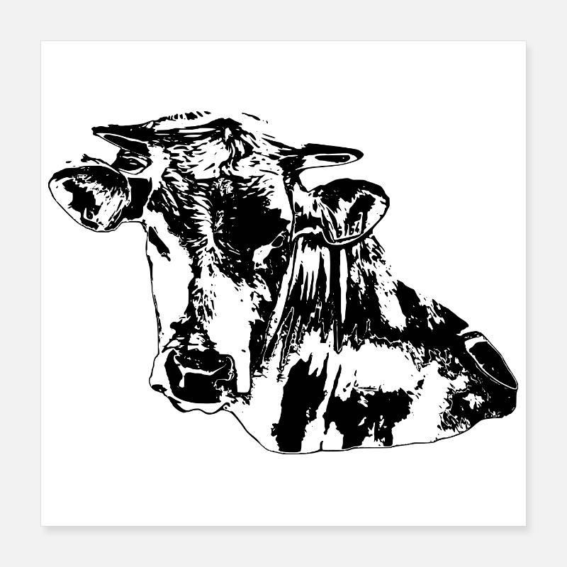 Kuh schwarz Poster 40x40 cm