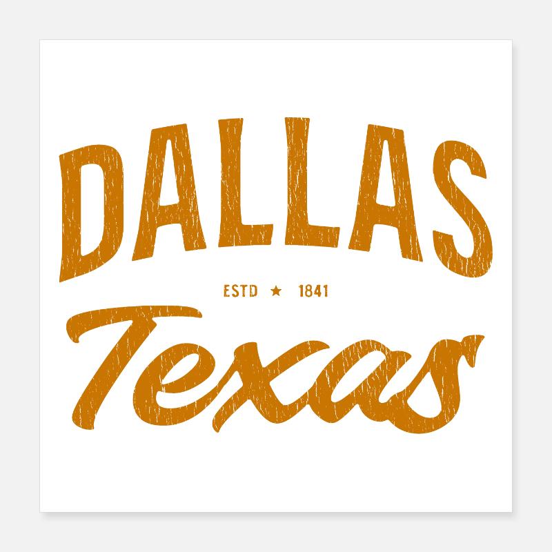 Dallas Texas Vintage Script 1841 Poster 40x40 cm