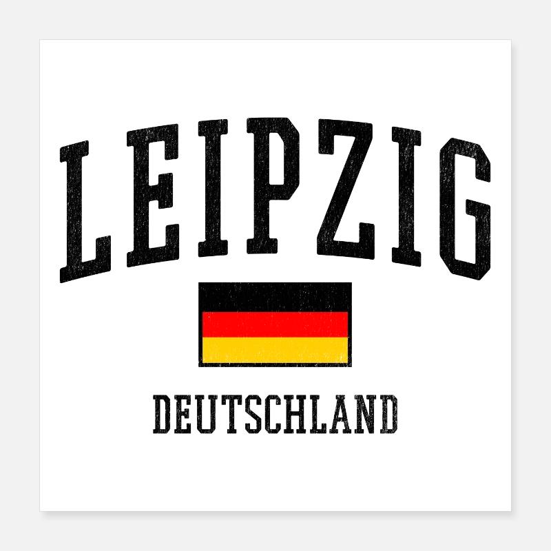 Leipzig Allemagne Design avec drapeau Poster 40 x 40 cm