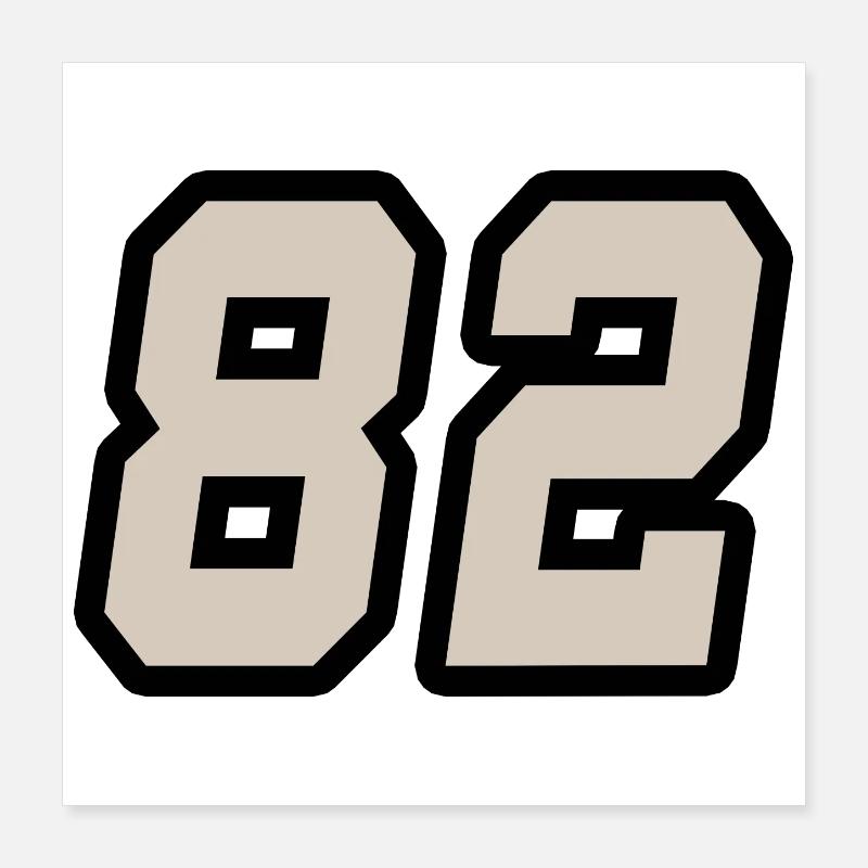 Nummer zweiundachtzig 82 Poster 40x40 cm