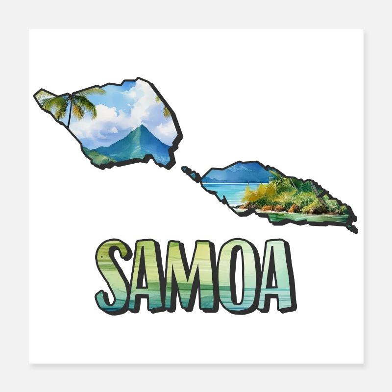 Carte aquarelle Samoa Poster 40 x 40 cm