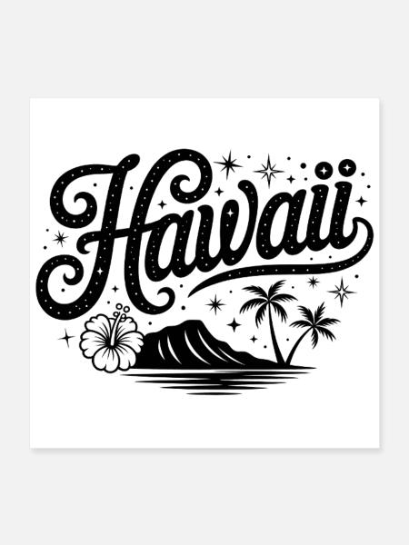 Hawaii - Souvenir USA State Design - Poster 40x40 cm - Weiß