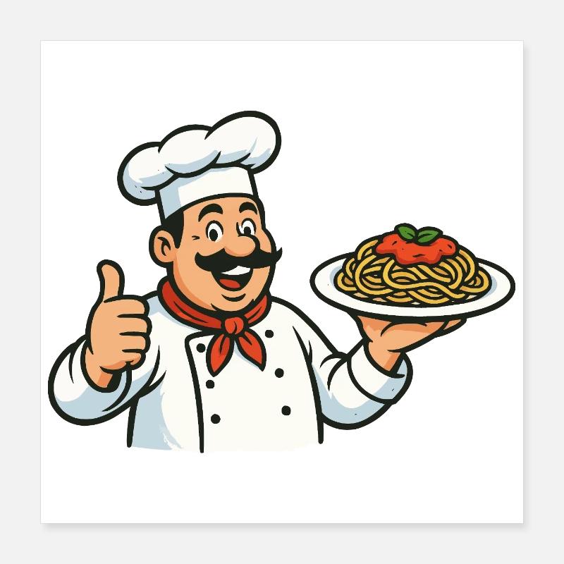 Kochkunst Pasta Illustration Poster 40x40 cm