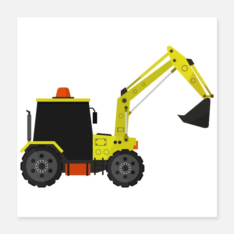 Excavatrice Poster 40 x 40 cm