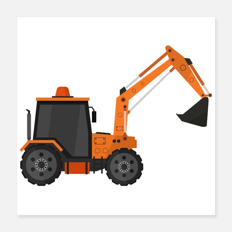 Excavatrice Poster 40 x 40 cm