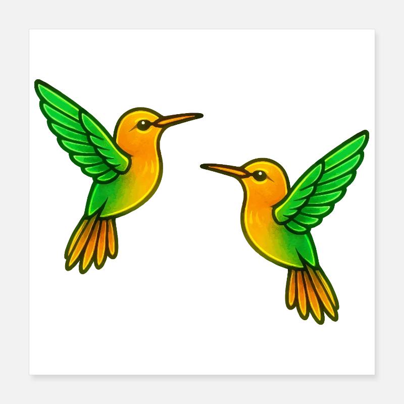 Double Hummingbird Jeu des couleurs Poster 40 x 40 cm