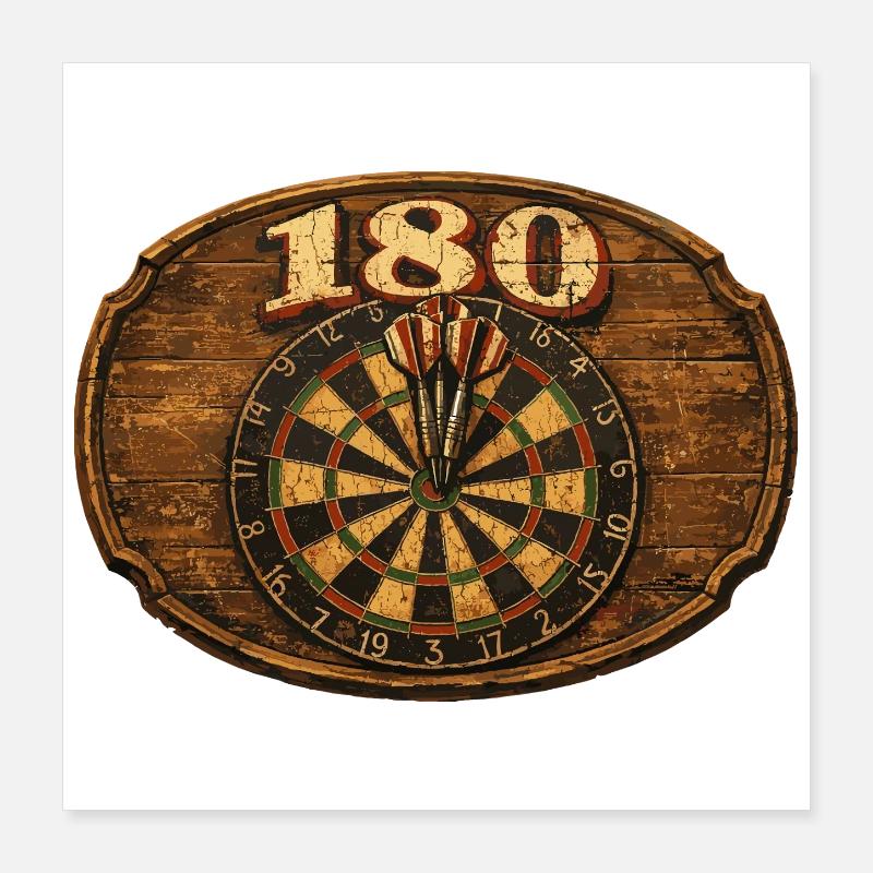 Cible de fléchettes rétro 180 pour joueurs de fléchettes - cadeau Poster 40 x 40 cm