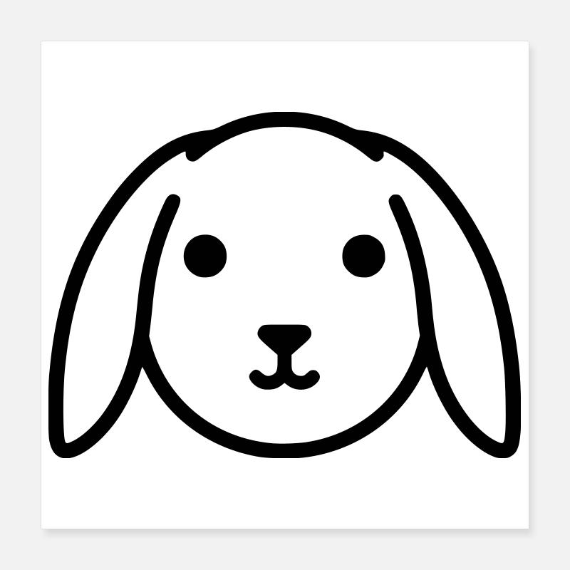 Cute floppy ear bunny rabbit head Poster 16" x 16" (40x40 cm)