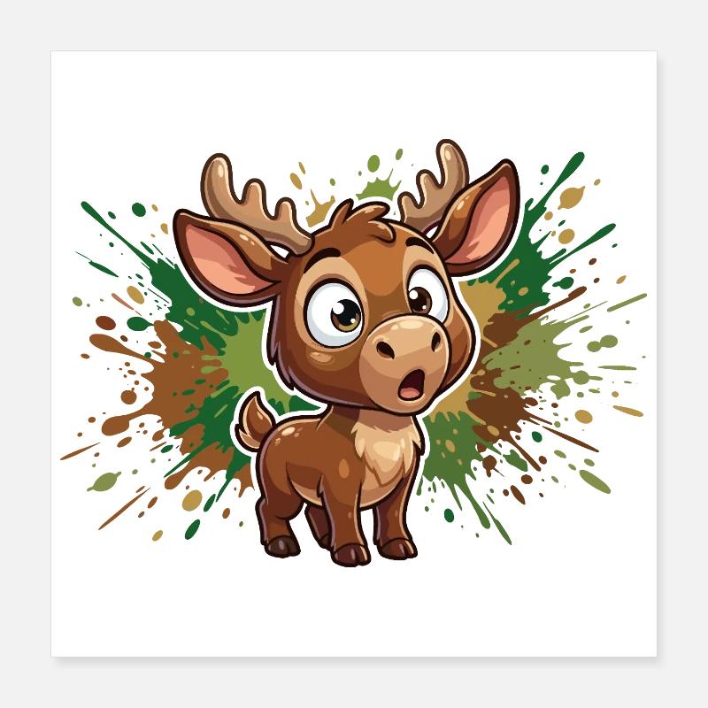 Cute Reindeer Splatter Design Poster 16" x 16" (40x40 cm)