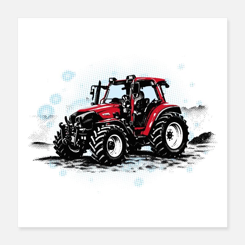 Roter Traktor – Vintage Halftone Trekker Poster 40x40 cm