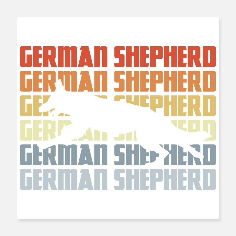 Deutscher Schäferhund Silhouette Retro Poster 40x40 cm