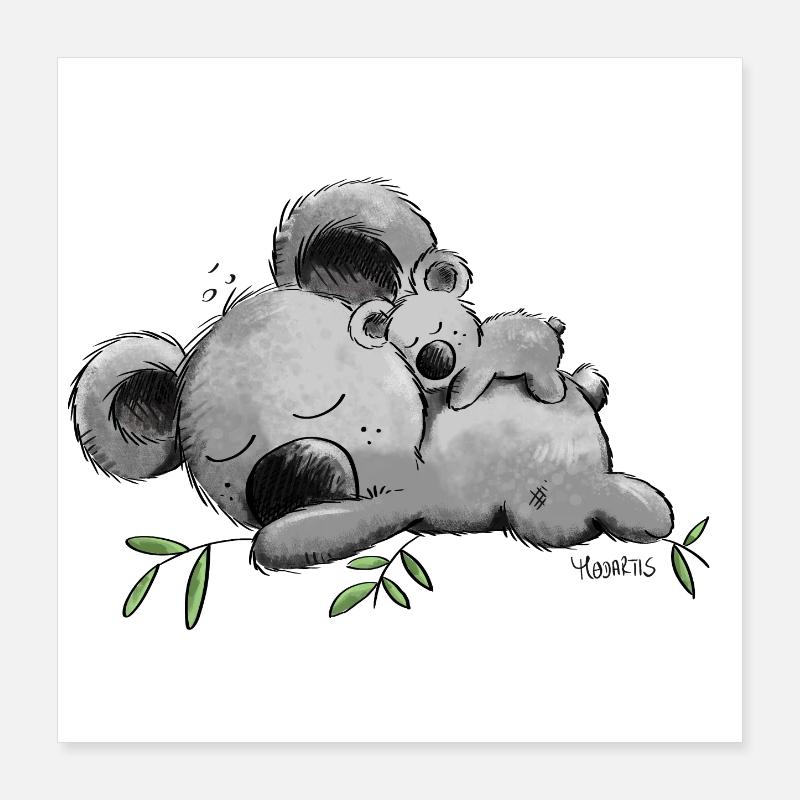 Koala mit Baby Poster 40x40 cm