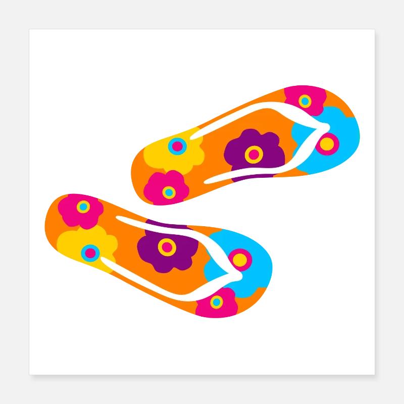 Flip Flops Latent Fleur Fleur Fleur Fleurs colorées Poster 40 x 40 cm