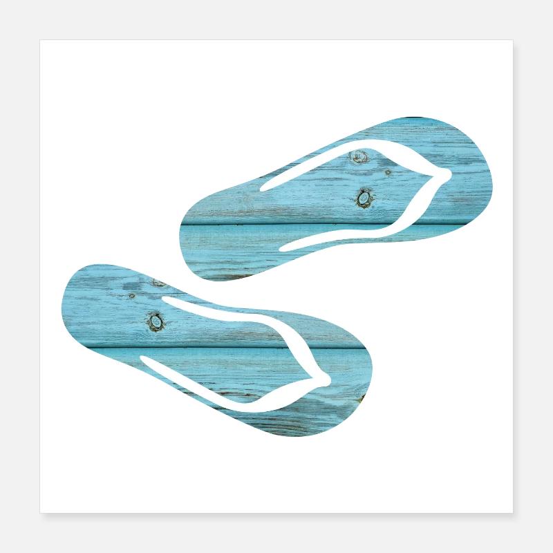 Latschen Flip Flops Urlaub Holz Bretter cool Poster 40x40 cm