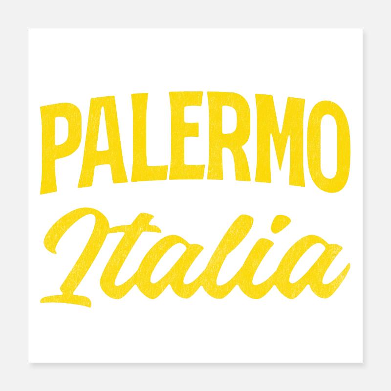 Palermo Italia Yellow Script Poster 16" x 16" (40x40 cm)