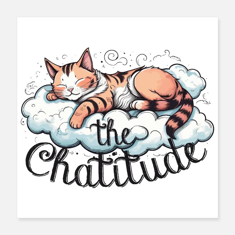 fainéant de chat qui dort, humour drôle de chat ! Poster 40 x 40 cm