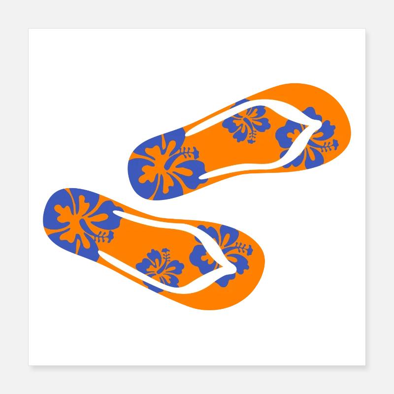Latschen Hawai Flip Flops Urlaub Sommer Blume Fun Poster 40x40 cm