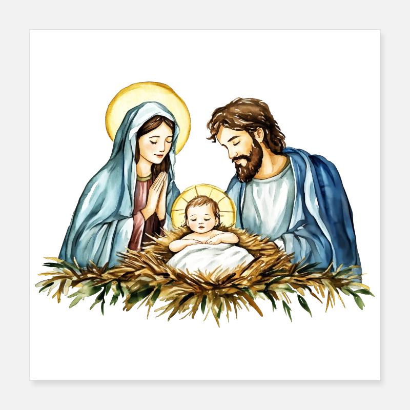Pull de Noël Noël à la Crèche Jésus Poster 40 x 40 cm