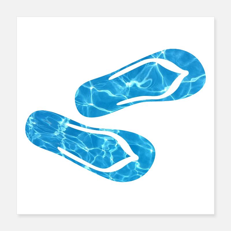 Slippers Pool Flip Flops Camping Water Holidays Fun Poster 16" x 16" (40x40 cm)