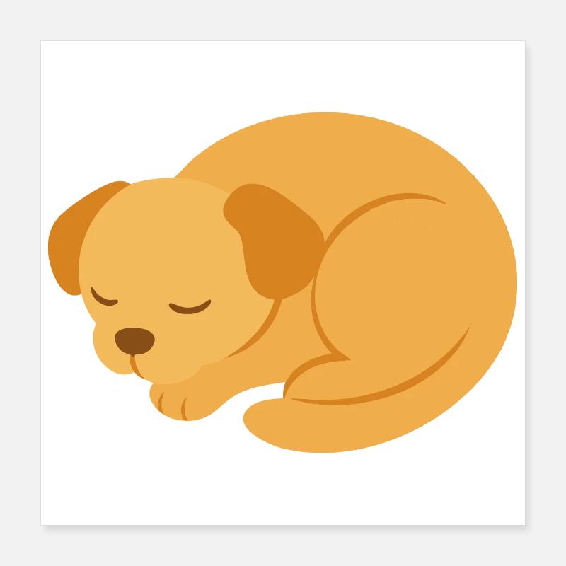 Chiot endormi dans un style minimaliste Poster 40 x 40 cm