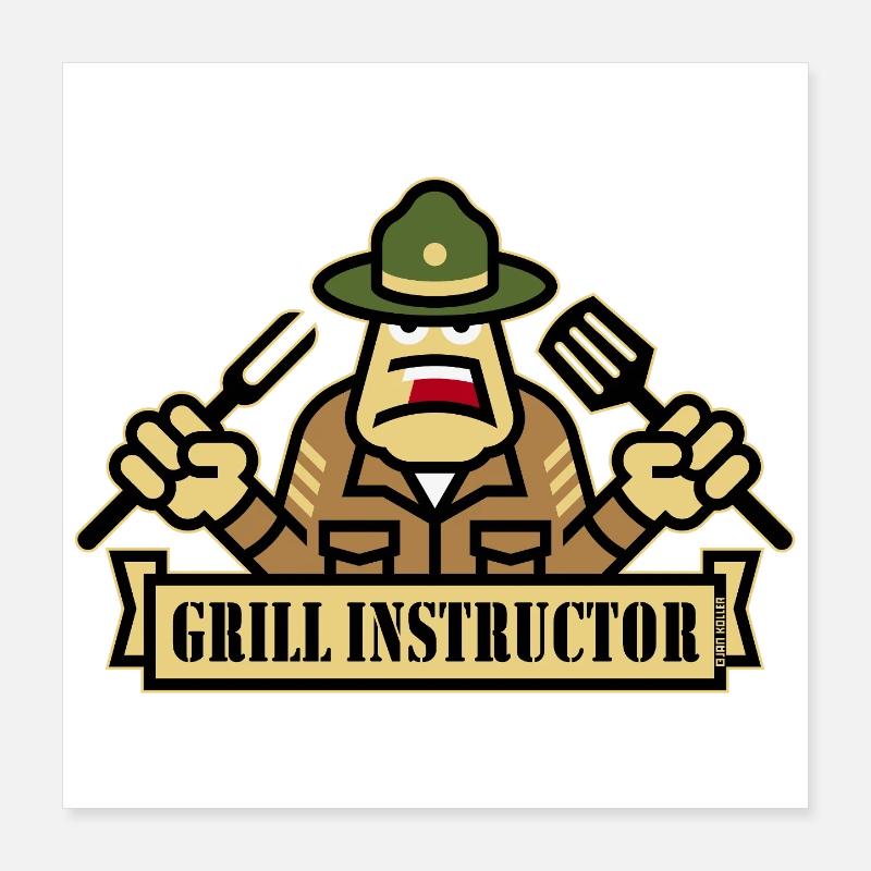 Grill Instructor (Grilling / BBQ / Barbecue / Outl) Poster 16" x 16" (40x40 cm)