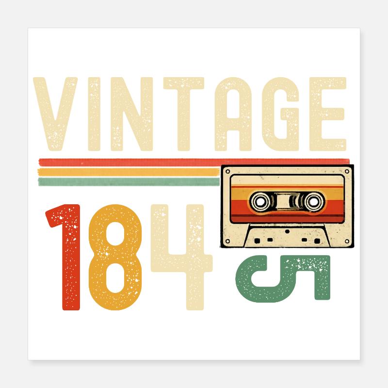 Vintage 1845 Cassette Poster 40 x 40 cm