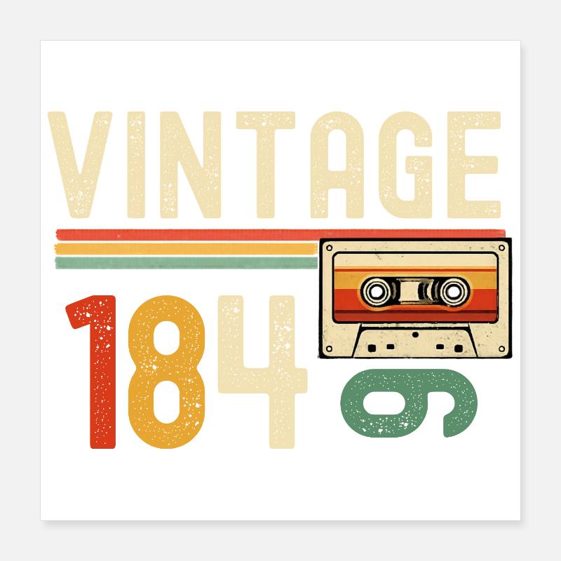 Vintage 80s cassette rétro Poster 40 x 40 cm