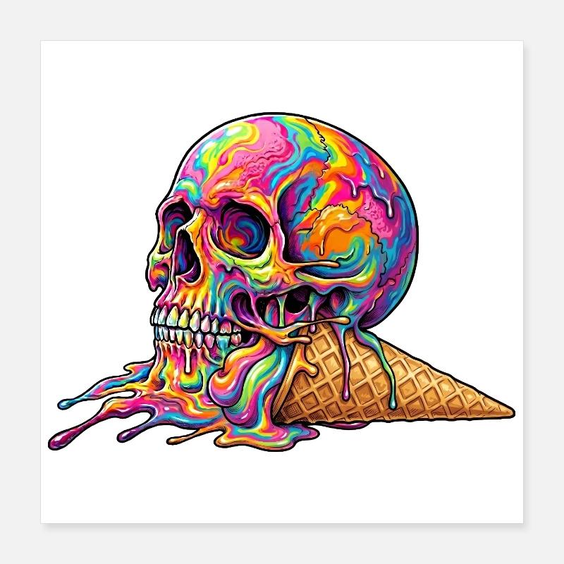 Cream Skull  Poster 40 x 40 cm