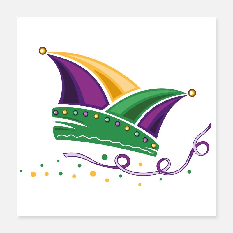 Fool cap Mardi Gras New Orleans Carnival Poster 16" x 16" (40x40 cm)