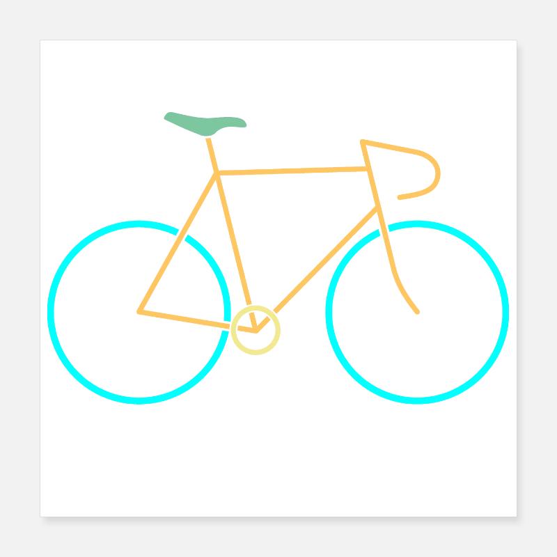 Vélo de course jaune bleu Poster 40 x 40 cm