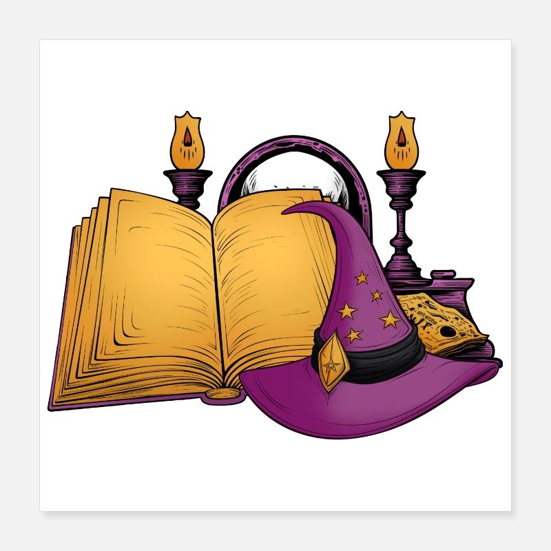 halloween, sorcière, grimoire Poster 40 x 40 cm