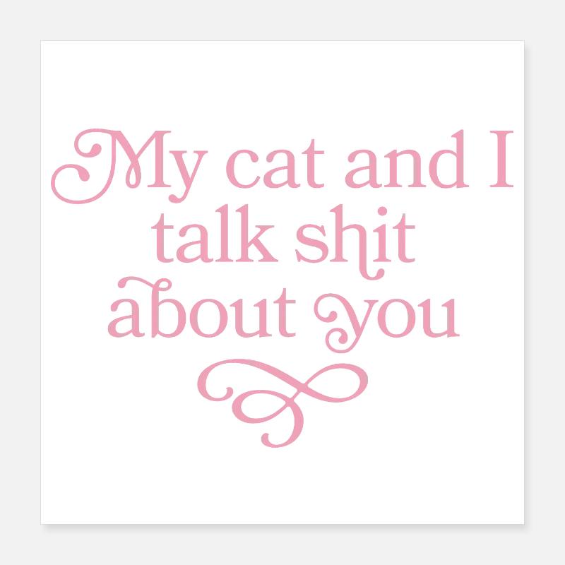 Duo de blasphème de chat en rose Poster 40 x 40 cm