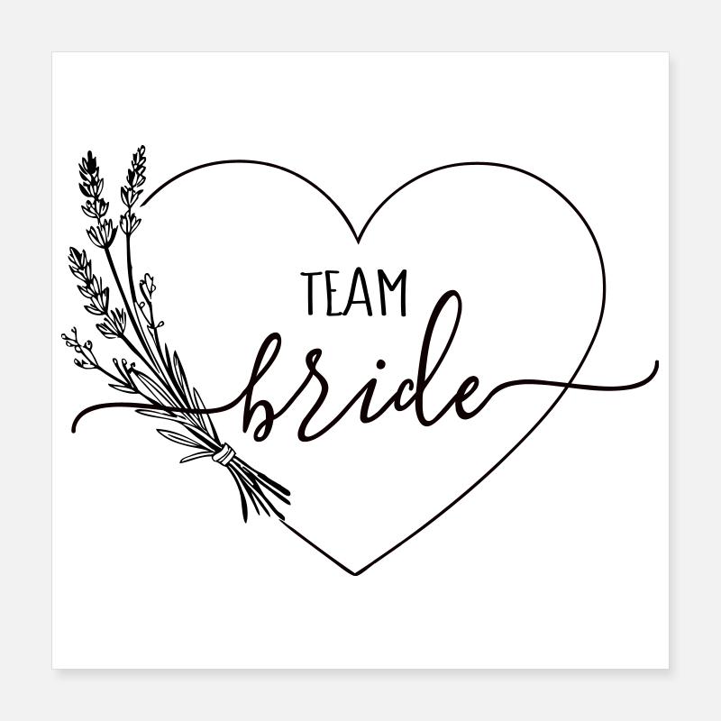 Équipe Bride Coeur Fleurs sauvages Poster 40 x 40 cm