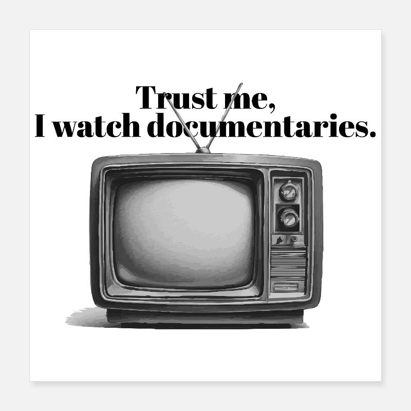 Documentaries | Funny True Crime Retro TV Design Poster 40x40 cm