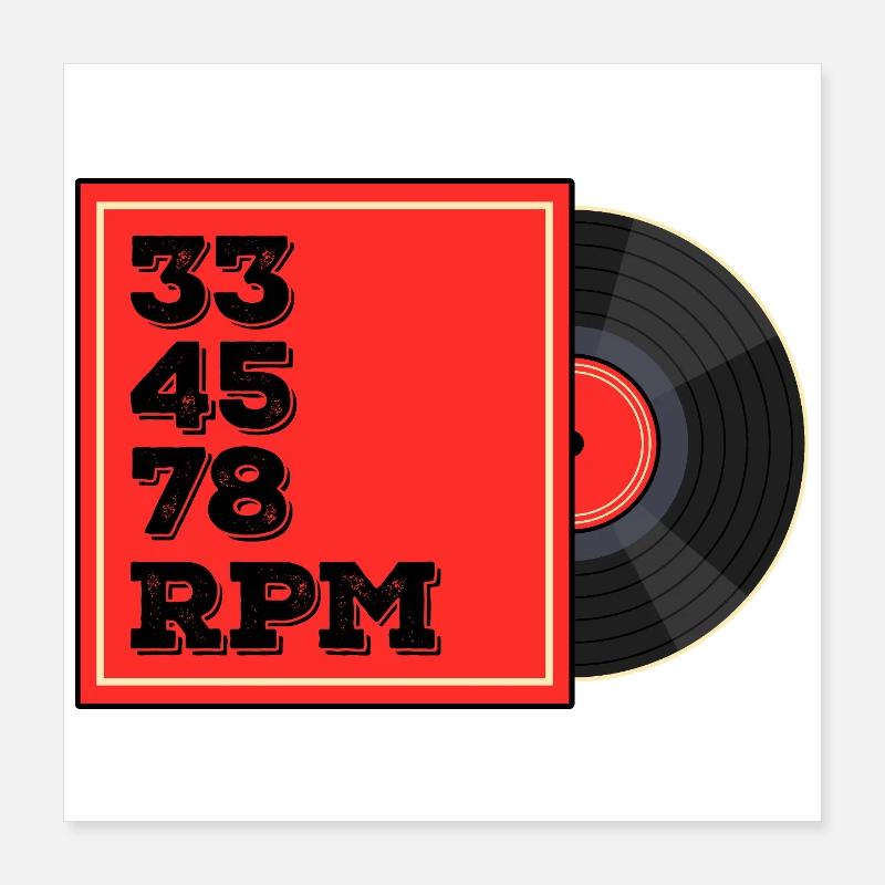 33 45 78 tours de disque vinyle design Poster 40 x 40 cm