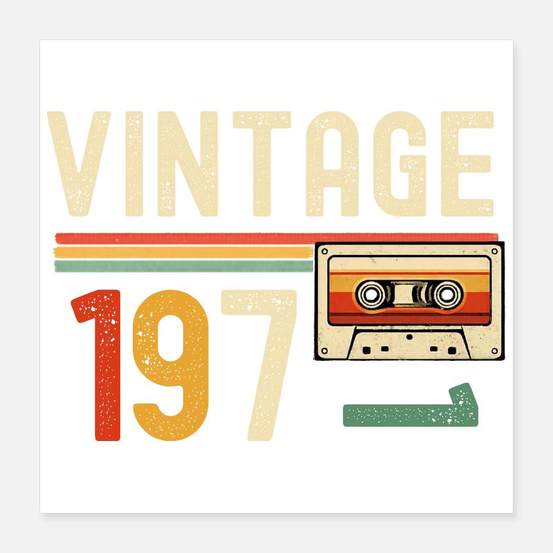 Vintage 70s Cassette Poster 16" x 16" (40x40 cm)