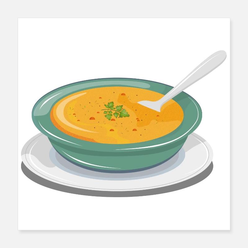 Vegetable soup in a plate with a spoon Poster 16" x 16" (40x40 cm)