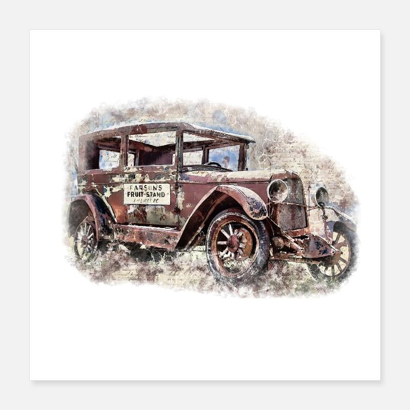 Nostalgisches Altes Amerikanisches Traumauto Poster 40x40 cm